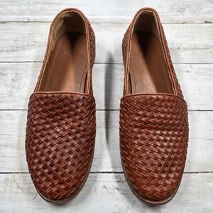 Nisolo Alejandro Woven Loafers Men 8.5 Brown Leather Slip On Flat Shoes